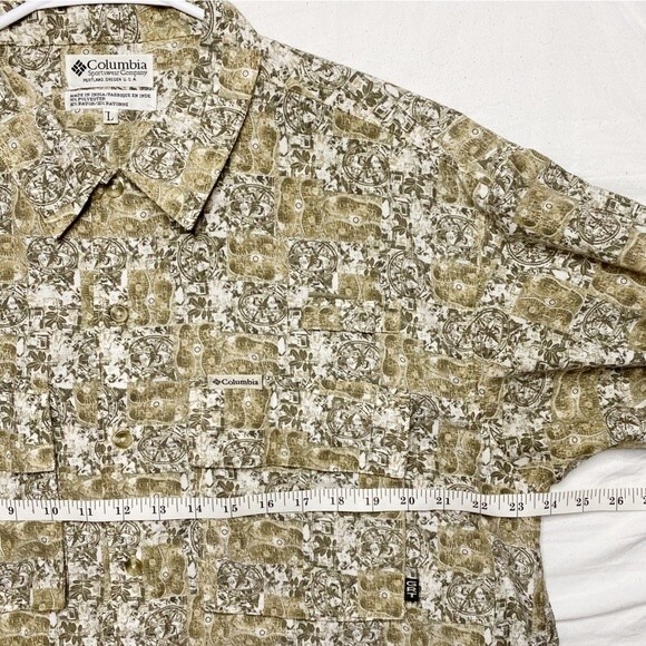 Columbia Mens Green Hawaiian Marlin Fish Button Up Camp Shirt Size Large - Picture 8 of 9